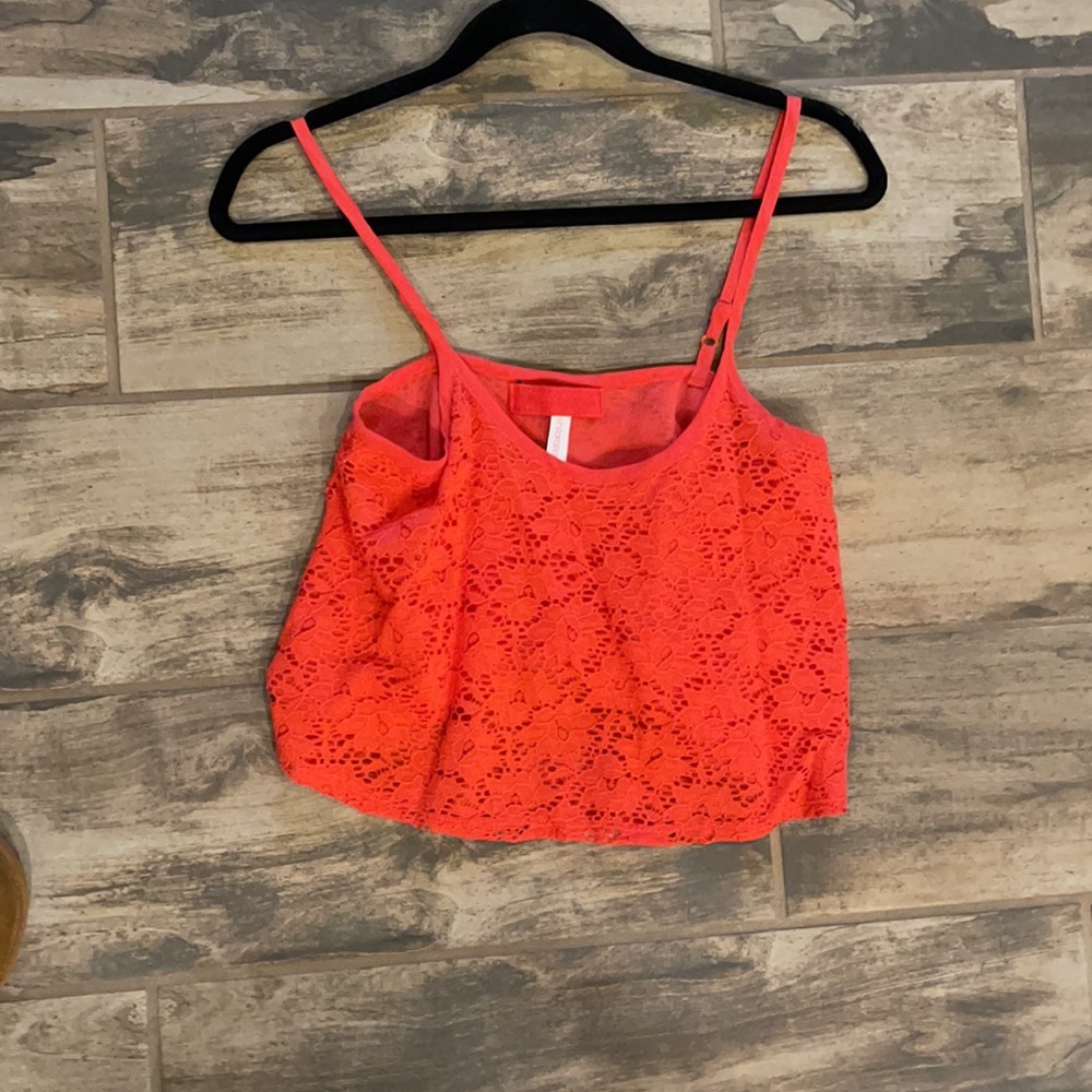 Xhilaration eyelet crop top on a bright orange/red size small